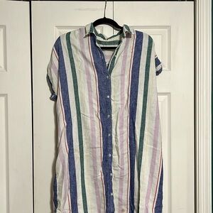 striped button up dress